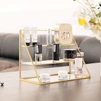 Organizador para mesa de noche dorado para makeup y copitos